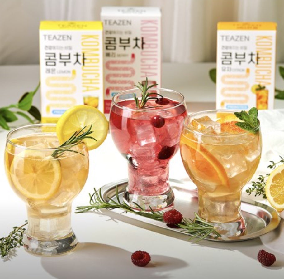 TEAZEN Kombucha Lemon 30T Powdered Drink Lactobacilli Probiotics Tea Health Supplements