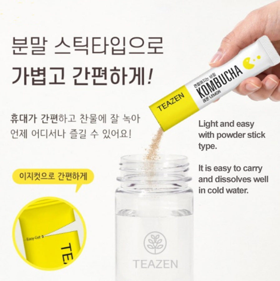 TEAZEN Kombucha Lemon 60T Powdered Drink Lactobacilli Probiotics Tea Health Supplements