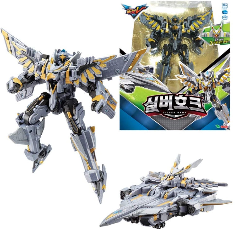 Tobot V Silver Hawk Transforming Robot Action Figure Toy Children Kid