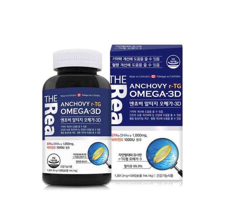 THE Real Anchovy r-TG Omega 3 120 Capsules Dry Eye Health Supplements Vitamin D Pregnant Women Osteoporosis