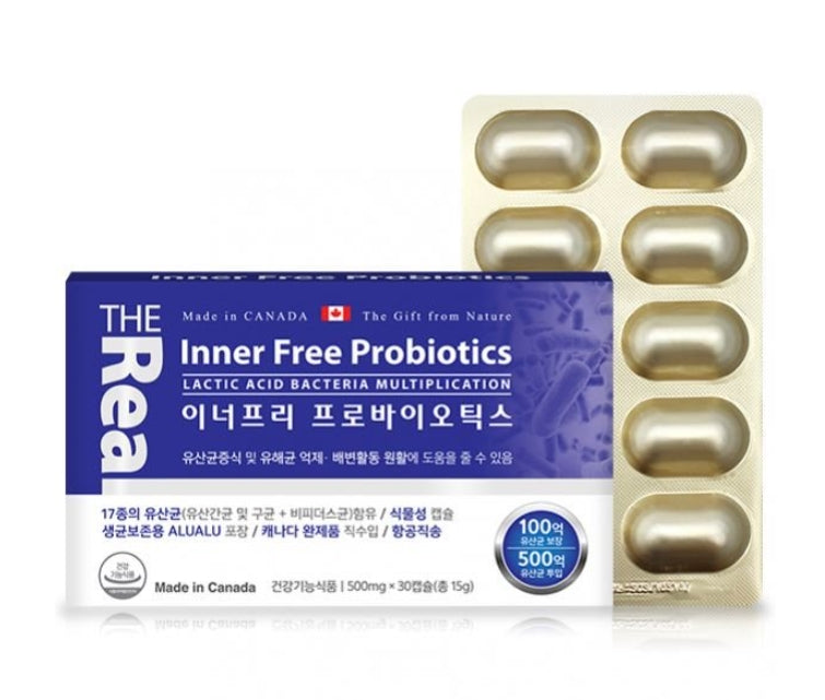 The Real Inner Free Probiotics 30 Capsules Gut Health Supplements Food Lactobacillus
