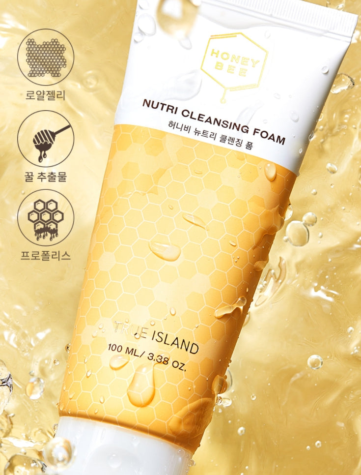 True Island Honey Bee Nutri Cleansing Foam 100ml Dry Skincare Moisture Facial Pore Cleanser