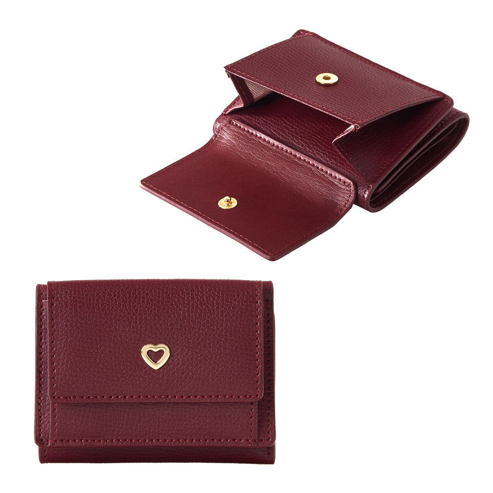 heart Genuine Cowhide Leather Wallets Foldable Purses Calling card