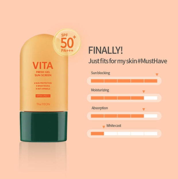 TheYEON Vita Fresh Gel Sunscreen Daily Skin Care Brightening Sun Block