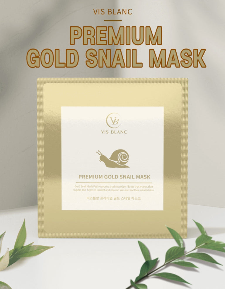 VIS Blanc Premium Gold Snail Masks Pack 5 Sheets Dry Skincare Facial Moisture Barrier Paraben Free Soothing Face