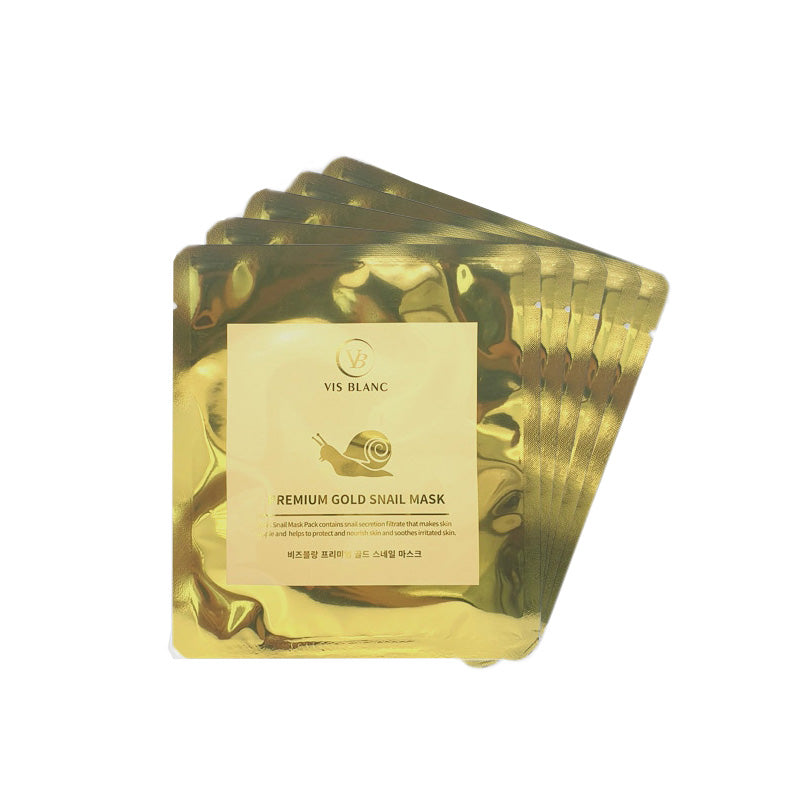 VIS Blanc Premium Gold Snail Masks Pack 5 Sheets Dry Skincare Facial Moisture Barrier Paraben Free Soothing Face