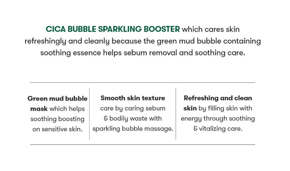 VT Cica Bubble Sparkling Booster 10ea Wash Off Pack Skincare Pore Soothing Moisture