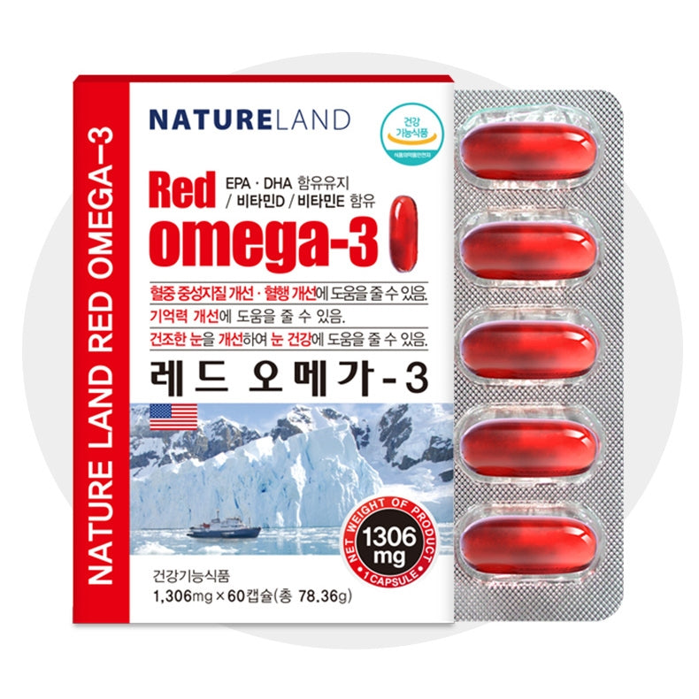 NATURELAND Red Omega-3 Capsules 60 Tablets Health Foods Supplements