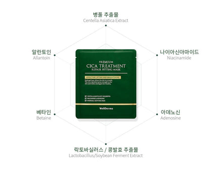 Wellderma Cica Treatment Repair Fitting Mask Soothes Improves Wrinkles