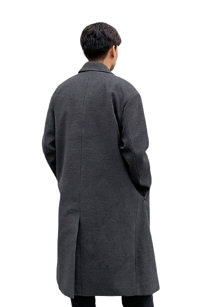 Charcoal Double Breasted Long Coats Mens Winter Outerwear Outfits Kpop