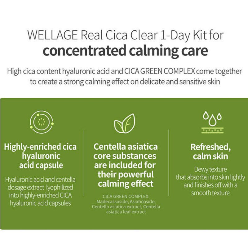 WELLAGE Real Cica Clear One Day Kit 10EA Korean Beauty Cosmetics
