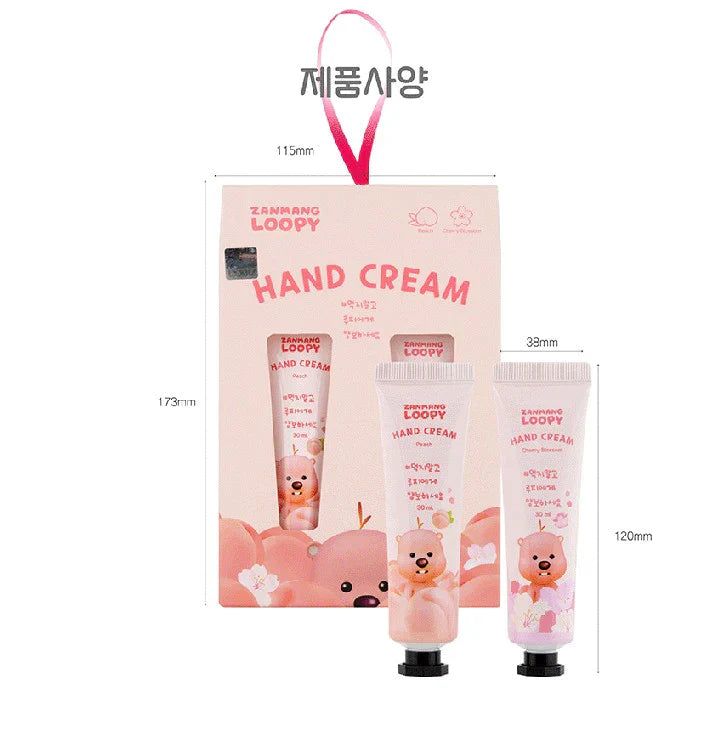 5 SET Zanmang Loopy Character Hand Creams Cute Small Gifts 30ml 2 pieces Peach Cherry Blossom Scent