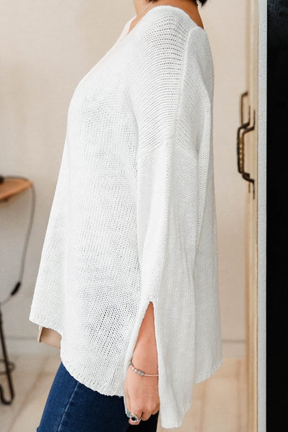 Loose Scoop Neck Knitted Sweaters