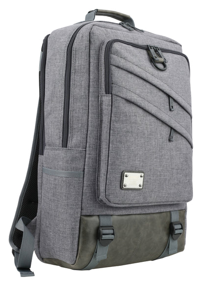 Gray Diagonal Zipper Canvas Casual Backpacks