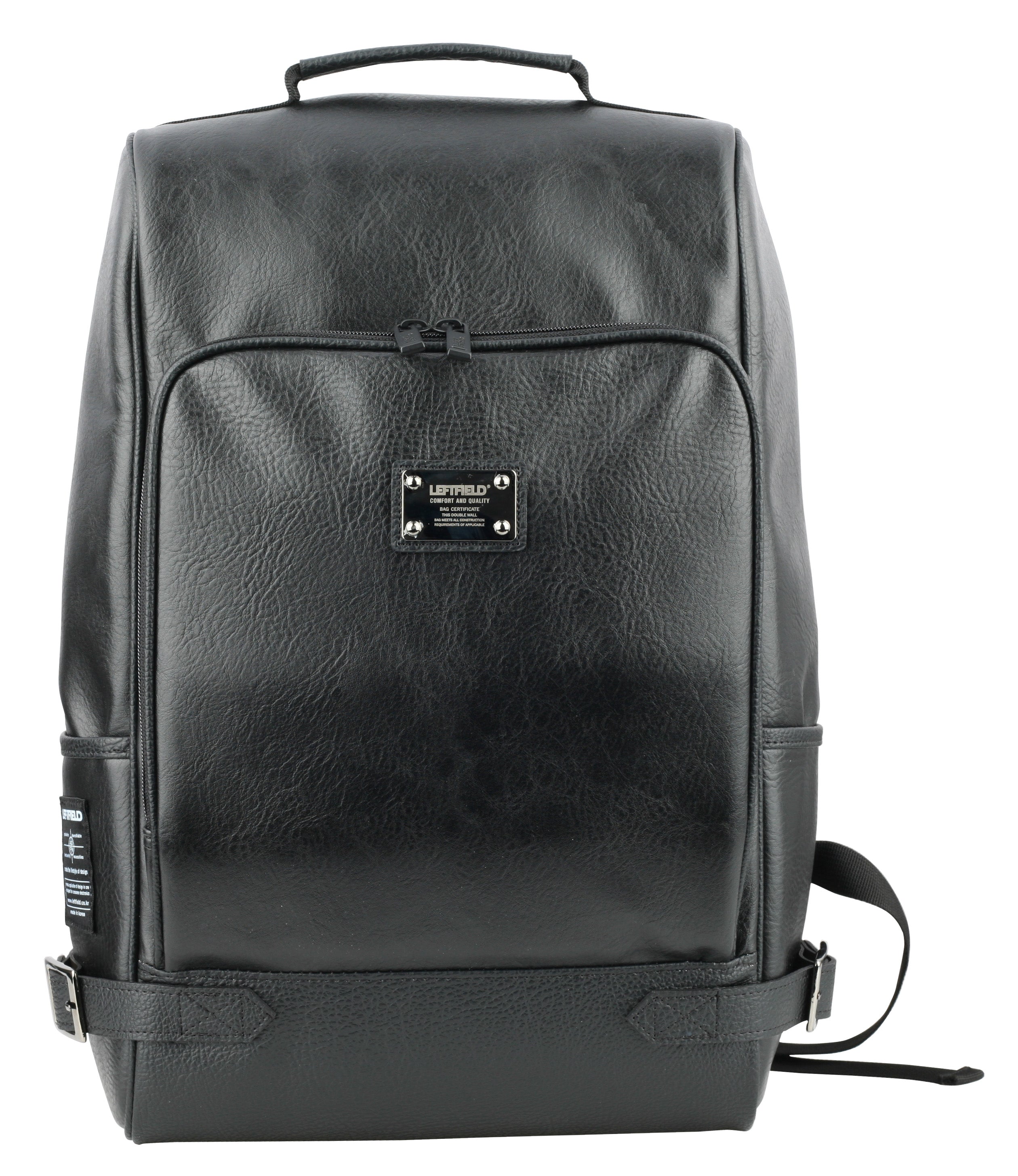 Black Casual Faux Leather School Backpacks Daypacks