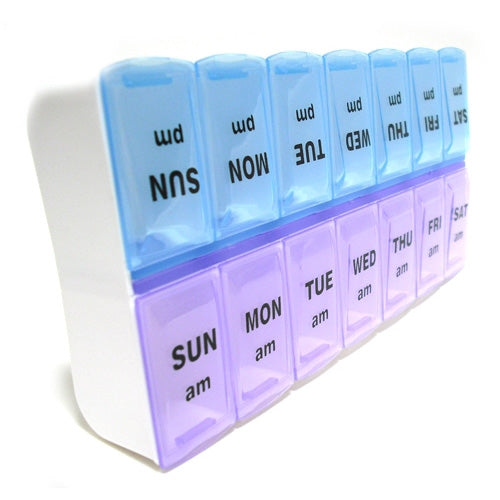 Weekly Pill Cases Boxes-Health Personal Care Organizers [Sky Blue/ Purple]