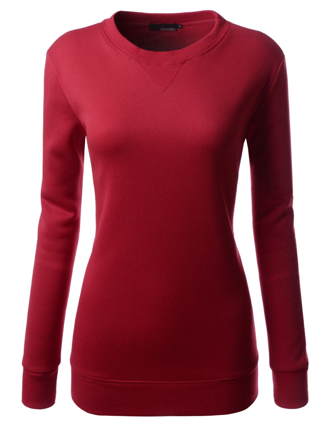 Red Crewneck Slim Pullover Long Sleeved Sweatshirts