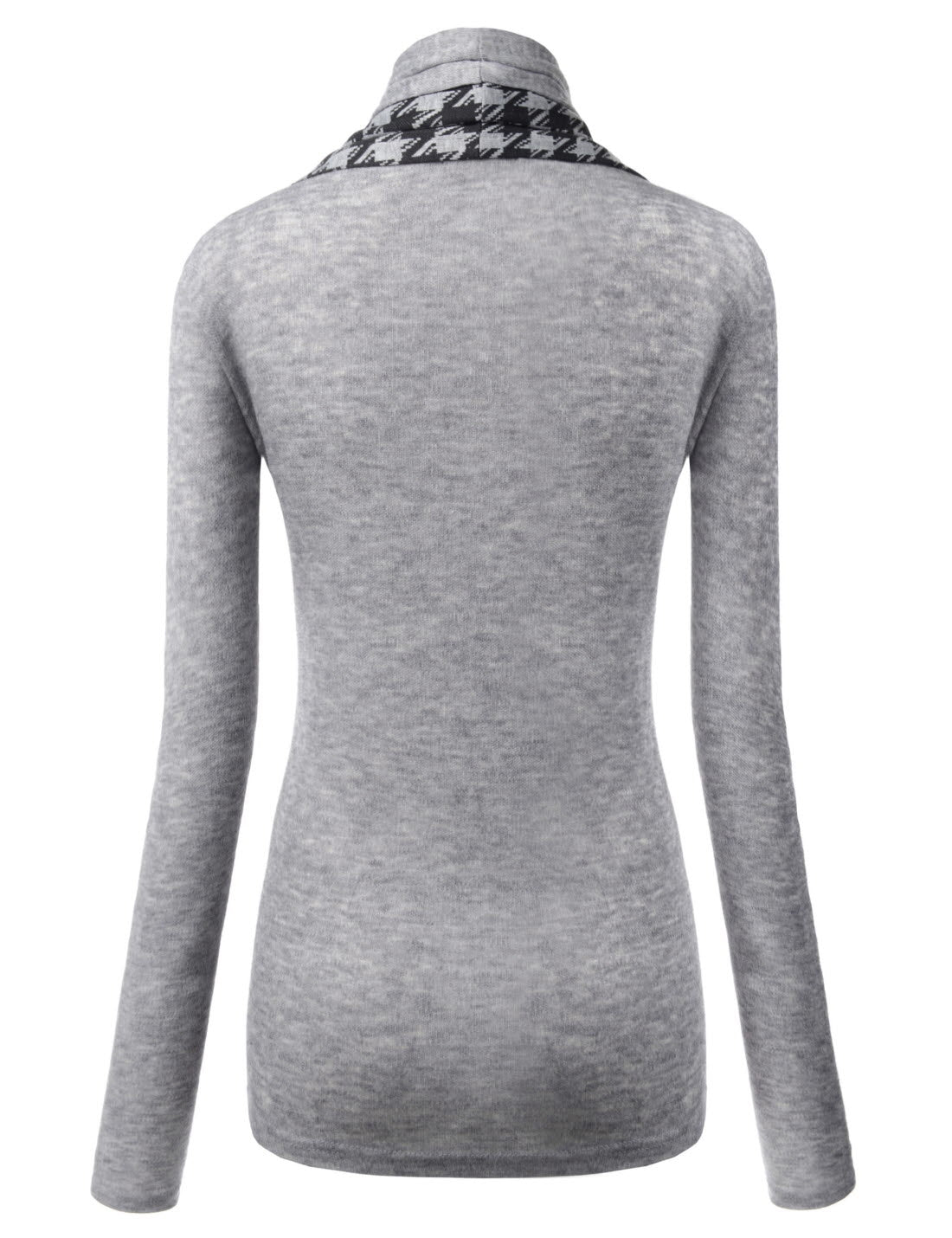 Heather Gray Houndstooth Shawl Collar Knitted Open Cardigans