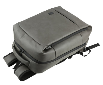 Grey USB PORT Rechargeable Faux Leather Backpacks