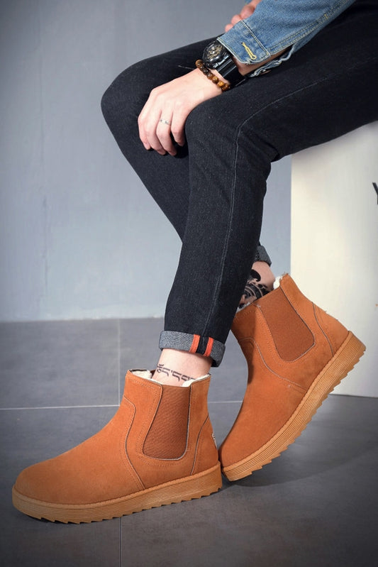 Brown Fur Chelsea Boots Shoes