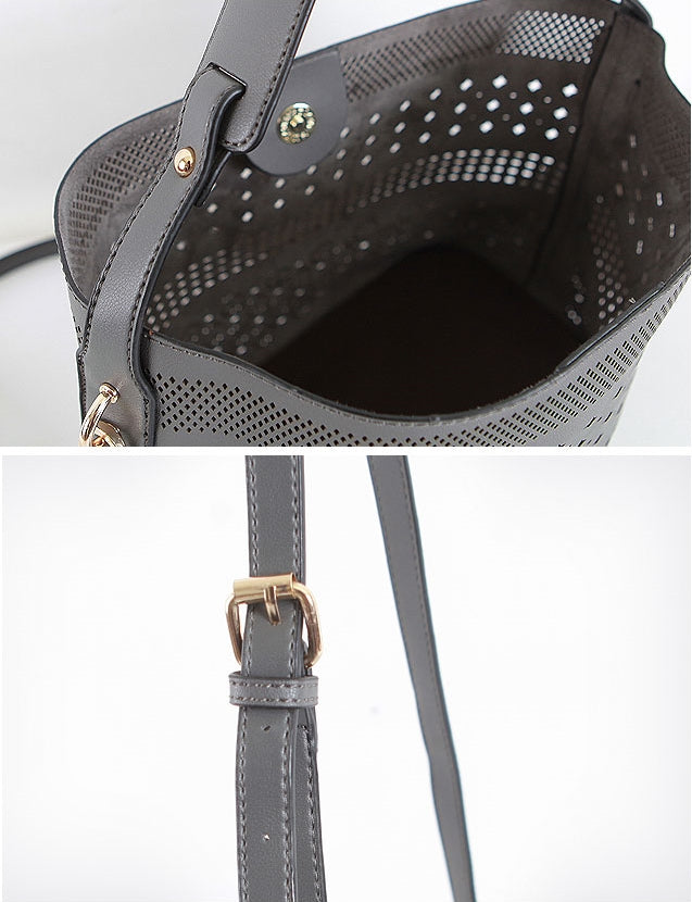 Gray Hole Shoulder Handbags