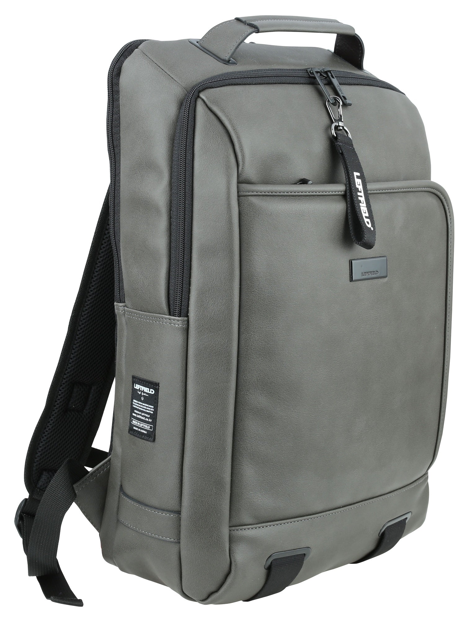 Grey Faux Leather Backpacks