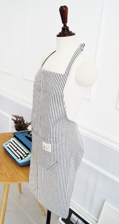 Black Modern Striped Patterned Aprons