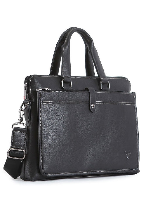 Black Stitch Faux Leather Business Briefcases