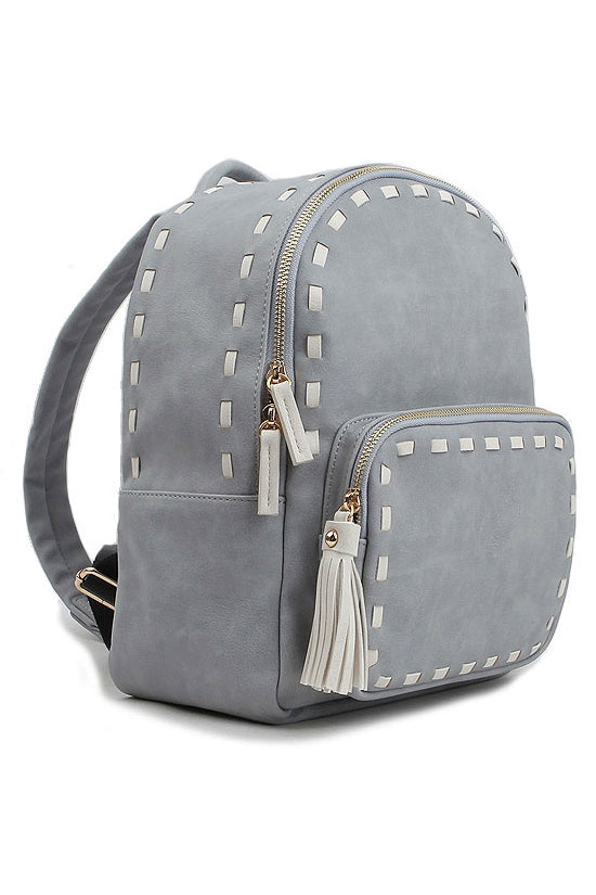 Gray Stitch Tassel Mini Backpacks