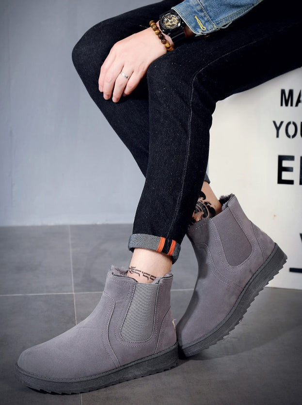 Gray Fur Chelsea Boots Shoes
