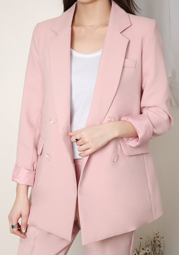 Pink Double Breasted Spring Blazers