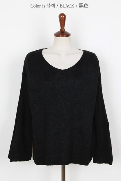 Loose Scoop Neck Knitted Sweaters