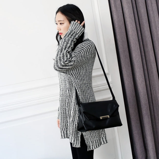 Gray Snow Long Cable Knitted Sweaters