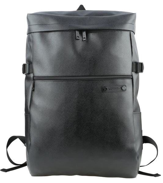 Black Synthetic Leather Casual School Backpacks