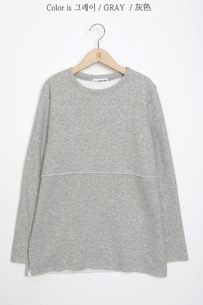 Gray Basic Cozy Vintage Long Sleeved Tees