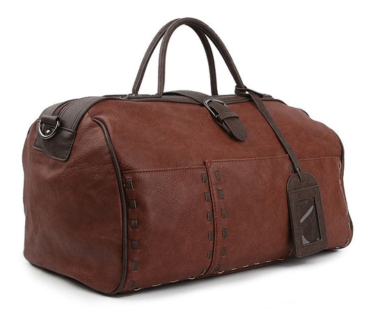 Tan Vintage Synthetic Leather Duffle Gym Bags
