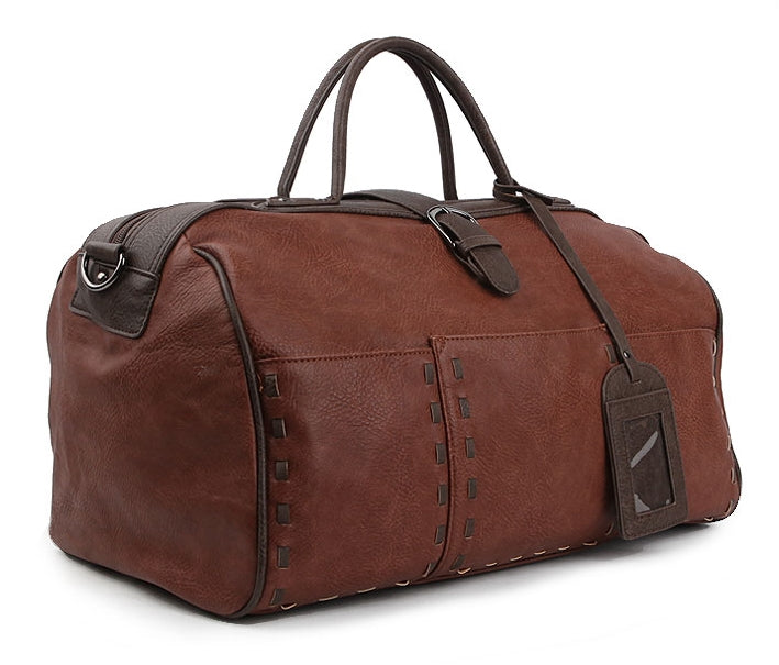 Tan Vintage Synthetic Leather Duffle Gym Bags