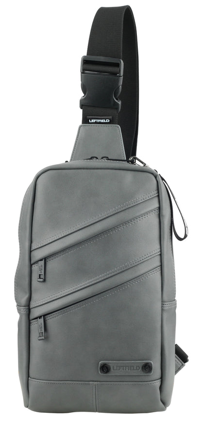 Gray Faux Leather Sling Messenger Bags Backpacks