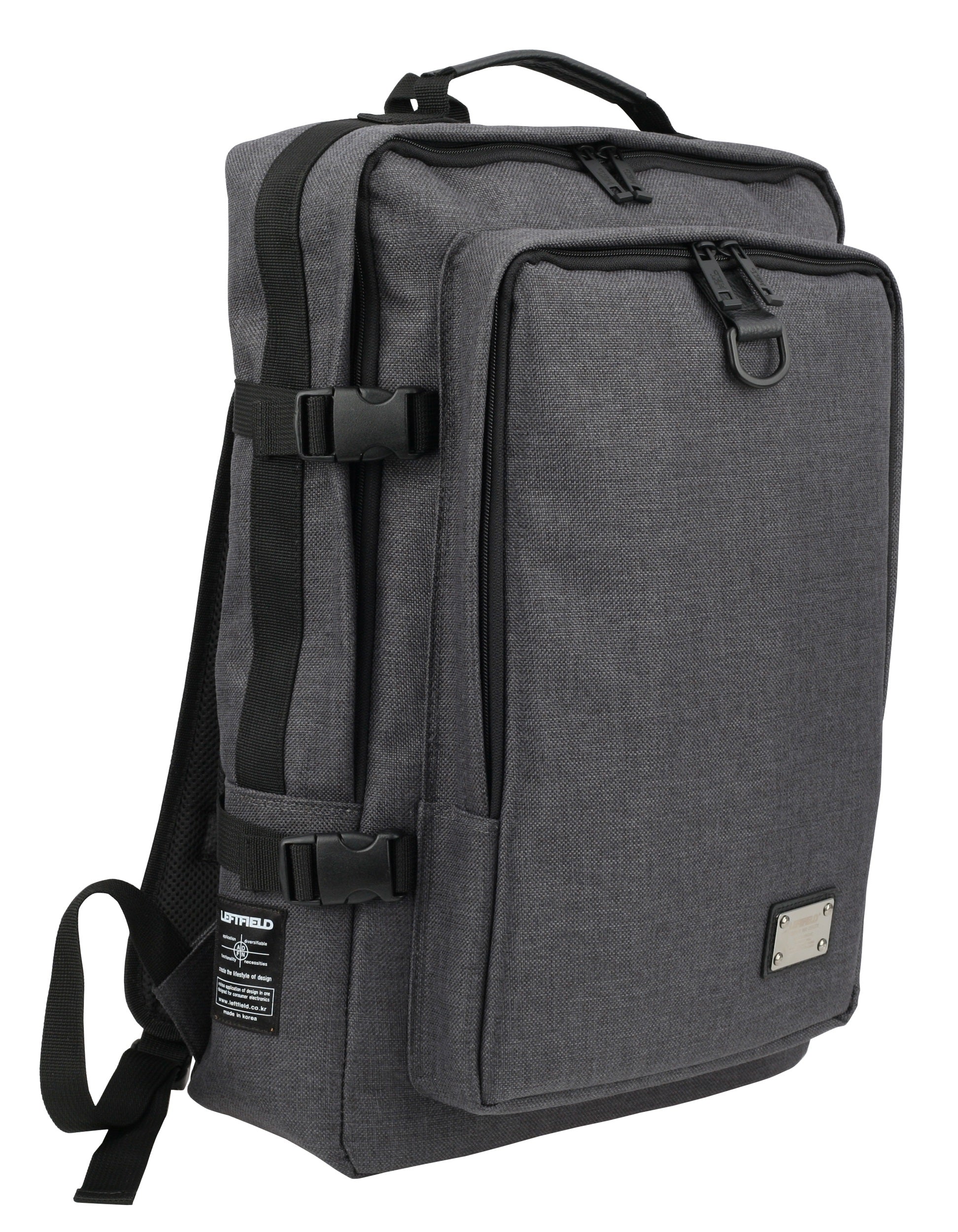 Black Canvas Buckle School Laptop Backpacks