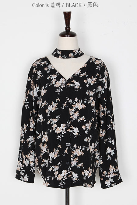 Romantic Floral V-neck Blouses
