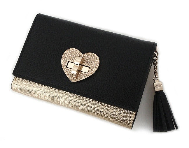 Gold Heart Contrast Leather Wallets