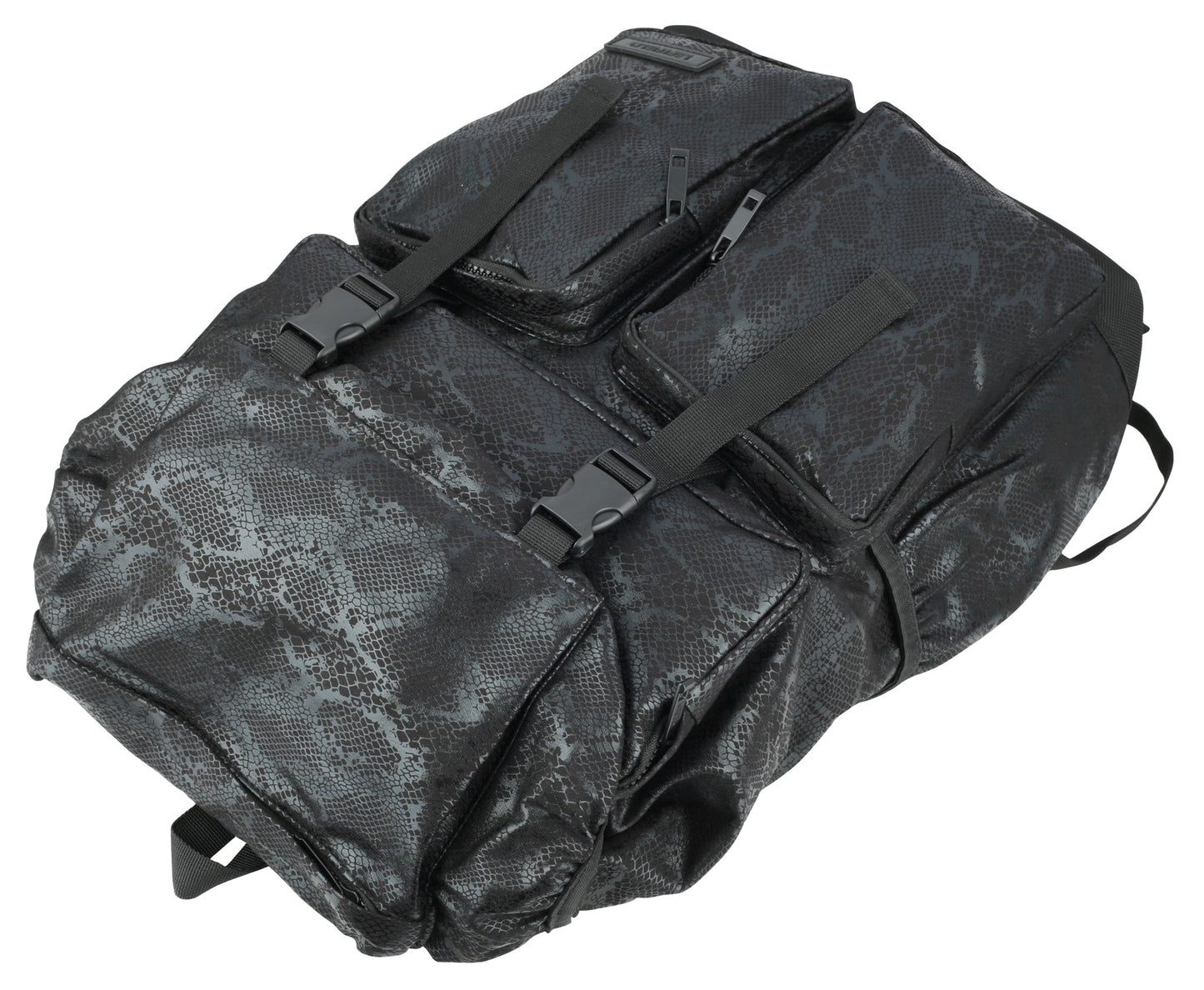 Black Snakeskin Patterned Synthetic Leather Backpacks Rucksacks