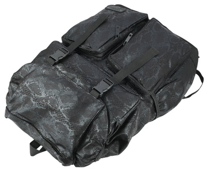 Black Snakeskin Patterned Synthetic Leather Backpacks Rucksacks
