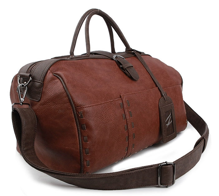 Tan Vintage Synthetic Leather Duffle Gym Bags