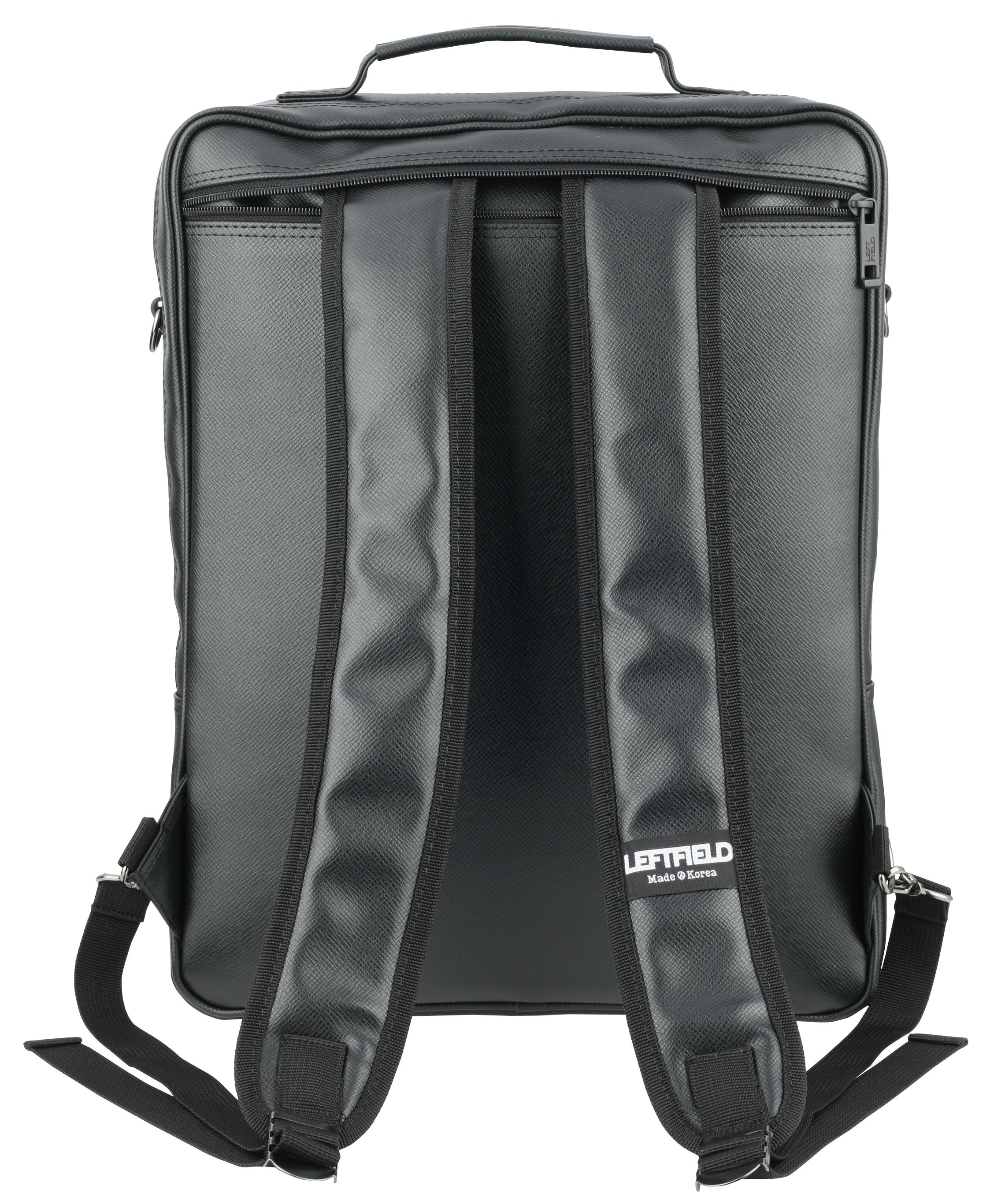 Black Faux Leather Laptop Backpacks