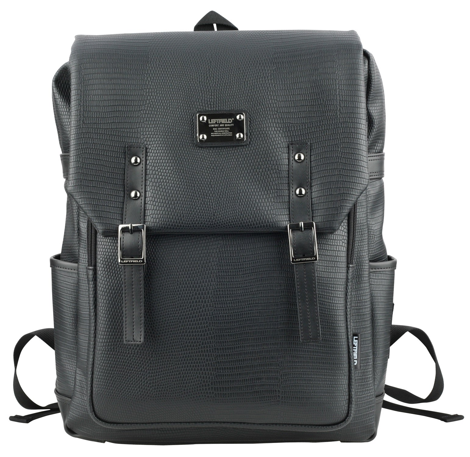 Black Faux Leather School Laptop Satchel Backpacks