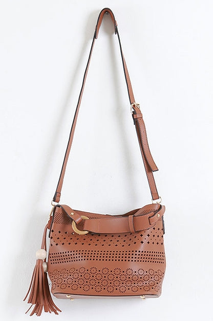 Tan Hole Shoulder Handbags