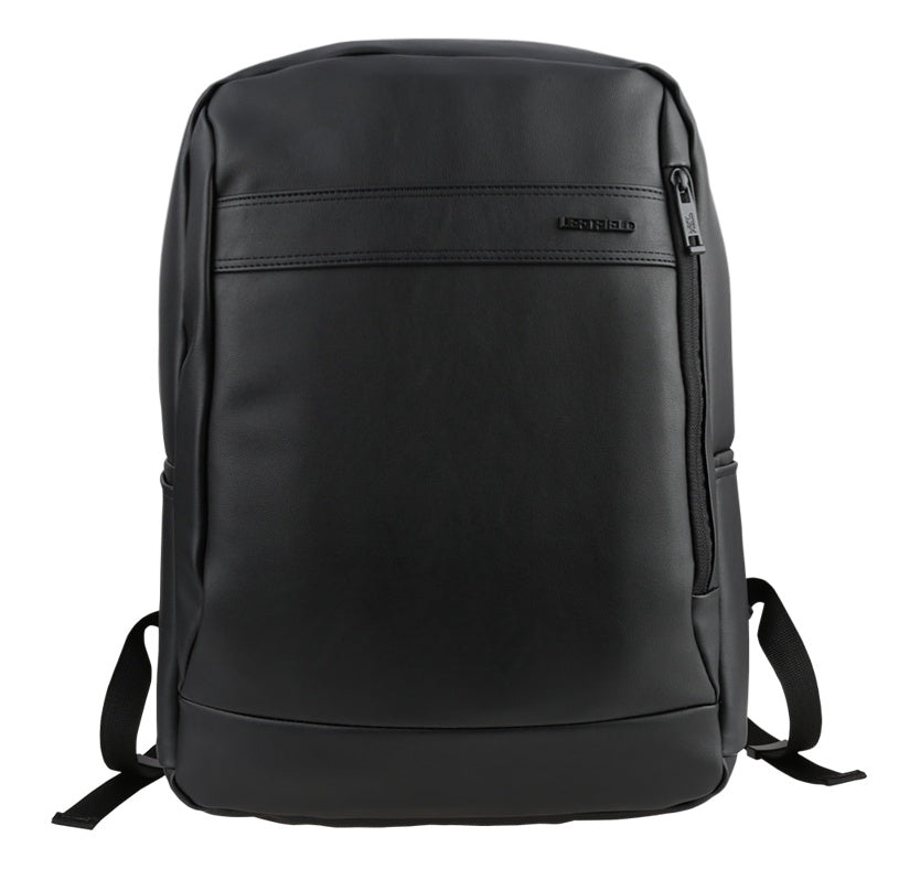 Black Faux Leather Unisex School Backpacks