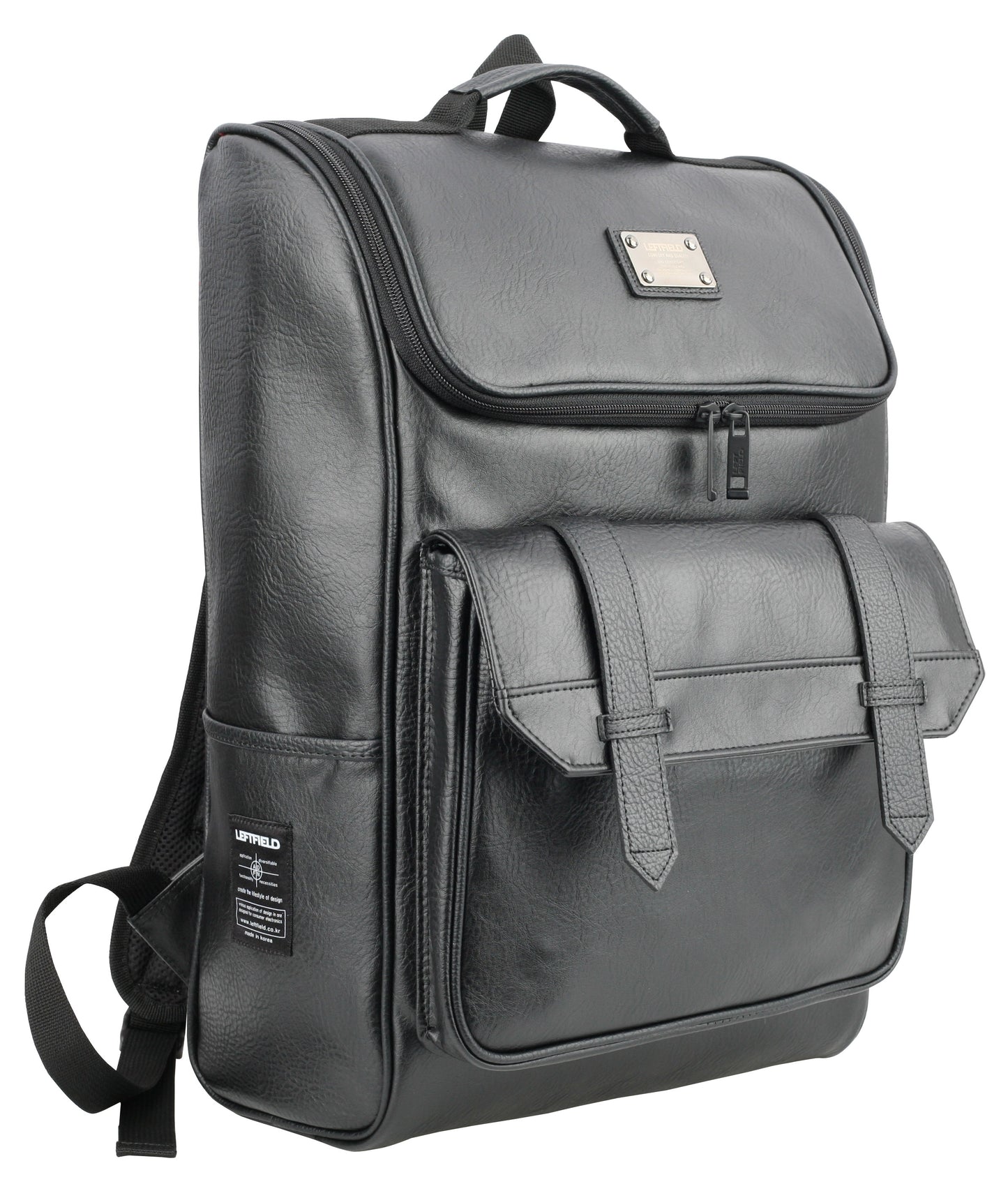 Black Vintage Washed Faux Leather Backpacks