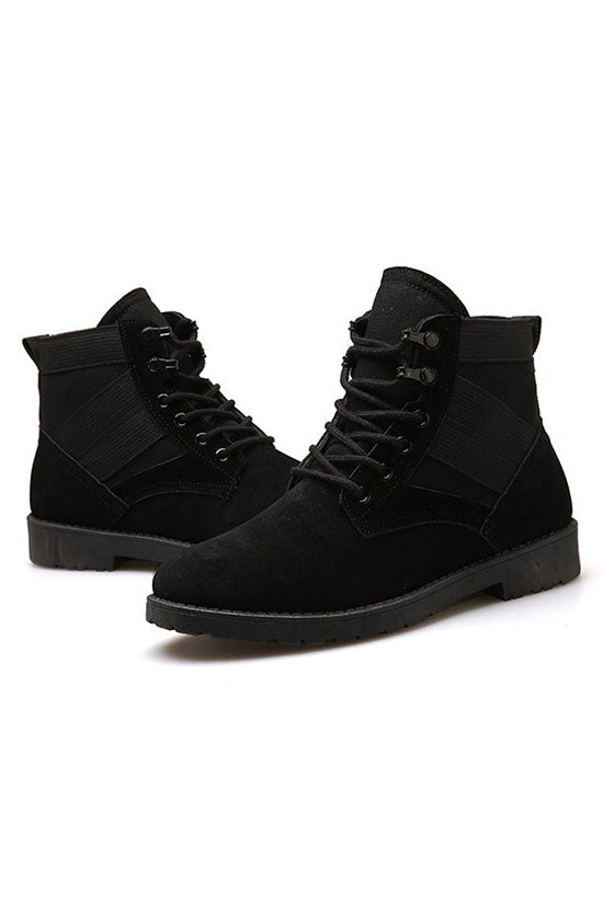 Black Faux Suede Ankle Boots Shoes